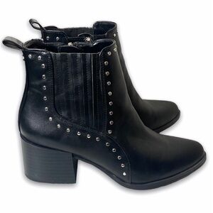 Sam Edelman Women's Jenna Black Leather Heel Moto Boots Size 5.5